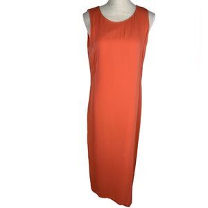 Leilei Vintage Orange Y2K Silk Midi Shift Dress